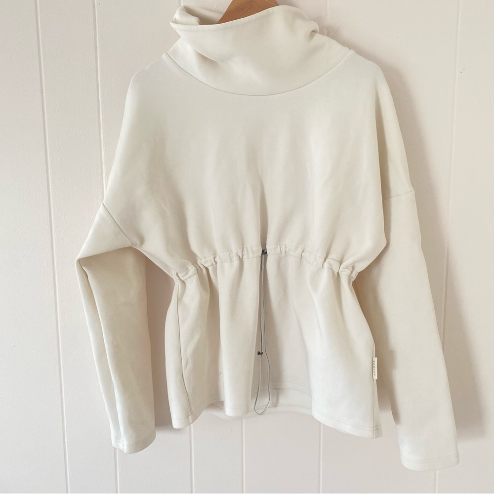 Varley Cream Drawstring Funnel-Neck Tunic Sweatshirt - Picture 3 of 9